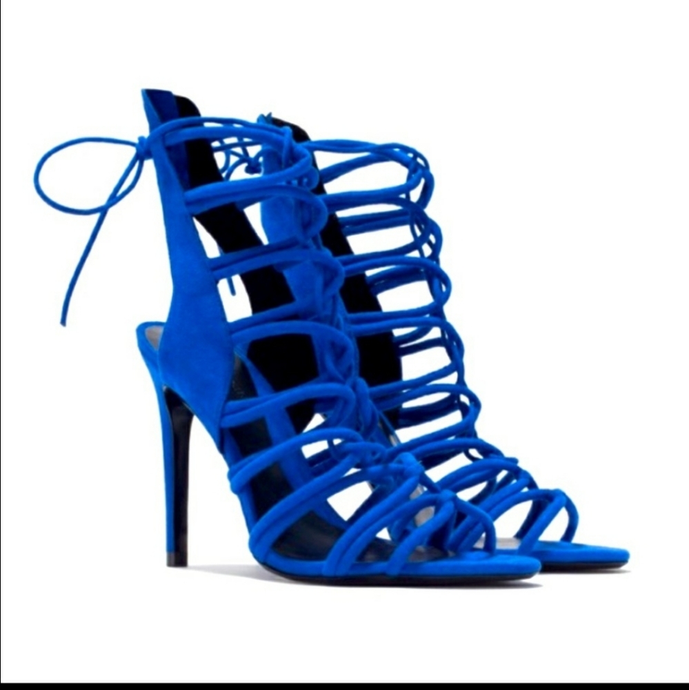 Zara blue strappy heels